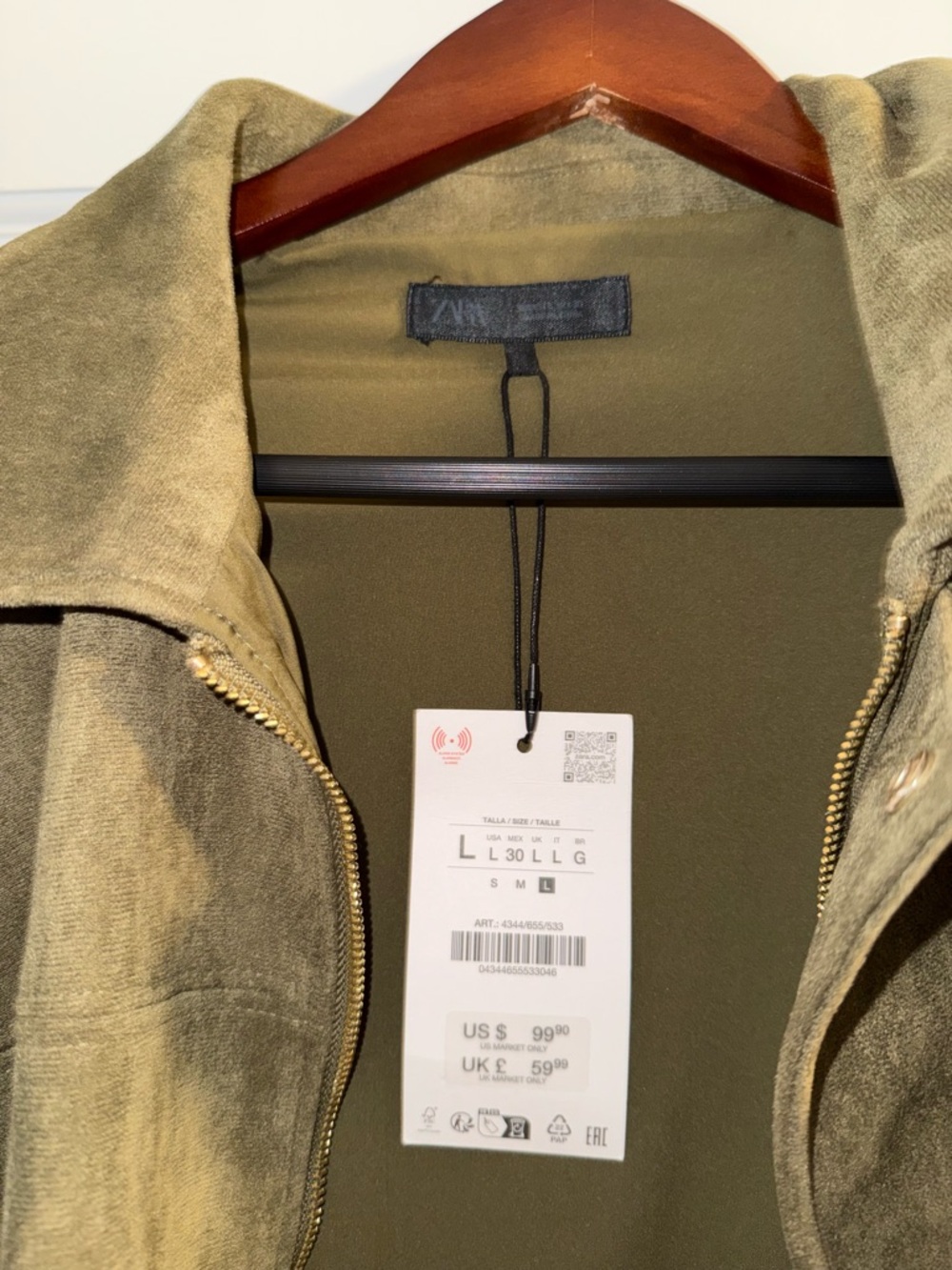 Zara bomber jacket Olive Green Suede NWT - Picture 2 of 6